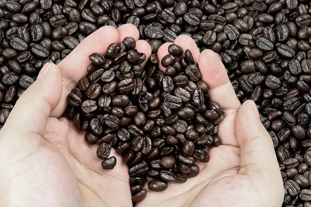 srdce z kávových zrn